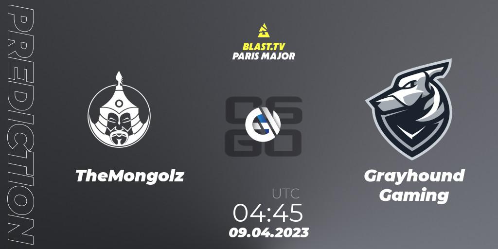 Pronósticos TheMongolz - Grayhound Gaming. 09.04.2023 at 05:00. BLAST.tv Paris Major 2023 Asia-Pacific RMR - Counter-Strike (CS2)