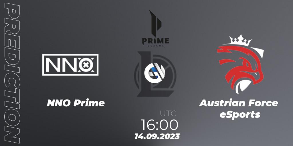 Pronósticos NNO Prime - Austrian Force eSports. 14.09.2023 at 16:00. Prime League 2024 - Promotion Tournament - LoL