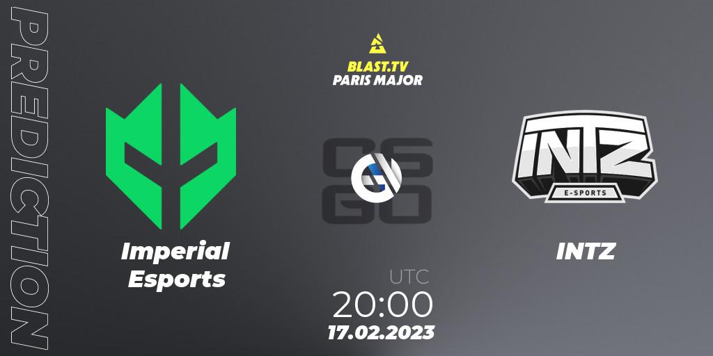 Pronósticos Imperial Esports - INTZ. 17.02.2023 at 20:00. BLAST.tv Paris Major 2023 South America RMR Closed Qualifier - Counter-Strike (CS2)