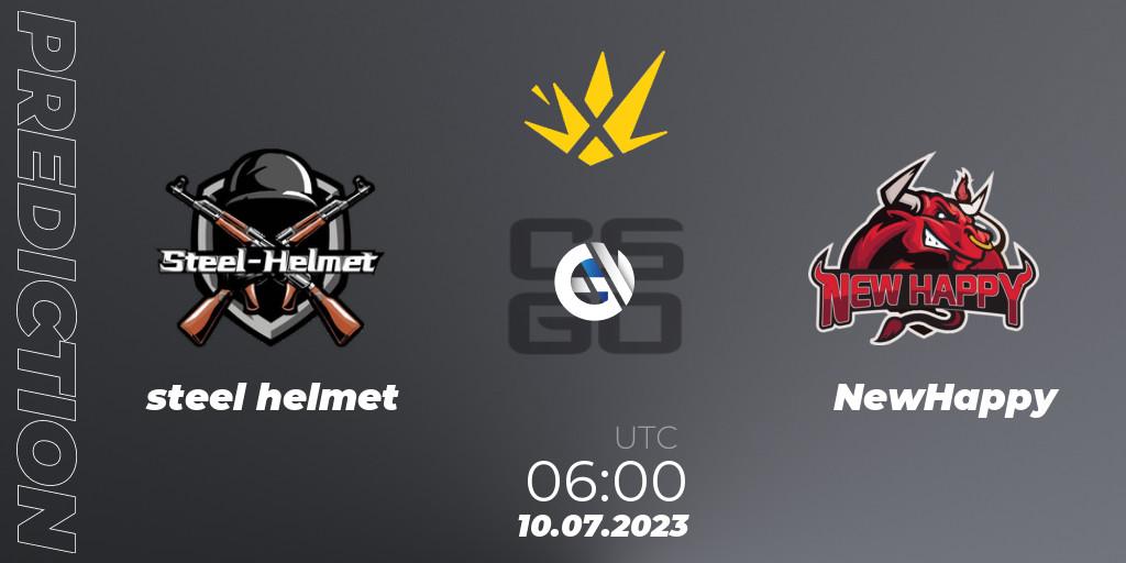 Pronósticos steel helmet - NewHappy. 10.07.2023 at 06:00. XSE Pro League - Counter-Strike (CS2)