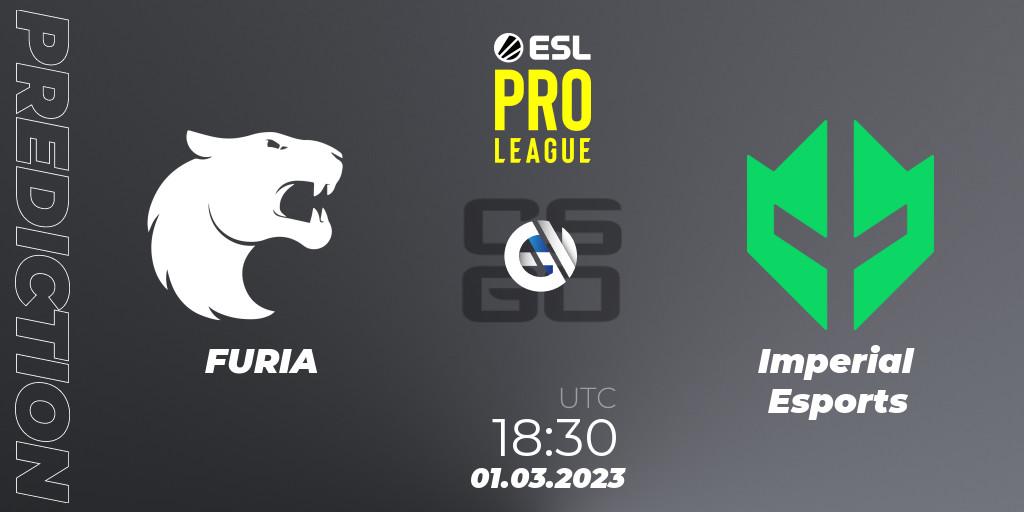 Pronósticos FURIA - Imperial Esports. 01.03.2023 at 19:15. ESL Pro League Season 17 - Counter-Strike (CS2)
