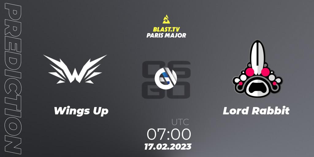 Pronósticos Wings Up - Lord Rabbit. 17.02.2023 at 12:30. BLAST.tv Paris Major 2023 China RMR Closed Qualifier - Counter-Strike (CS2)