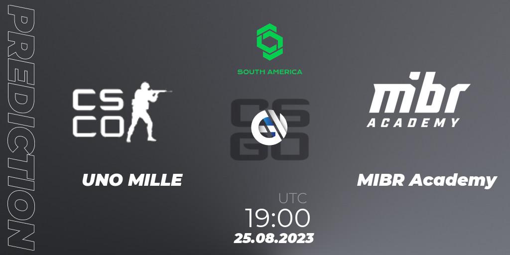 Pronósticos UNO MILLE - MIBR Academy. 25.08.2023 at 19:00. CCT South America Series #10 - Counter-Strike (CS2)