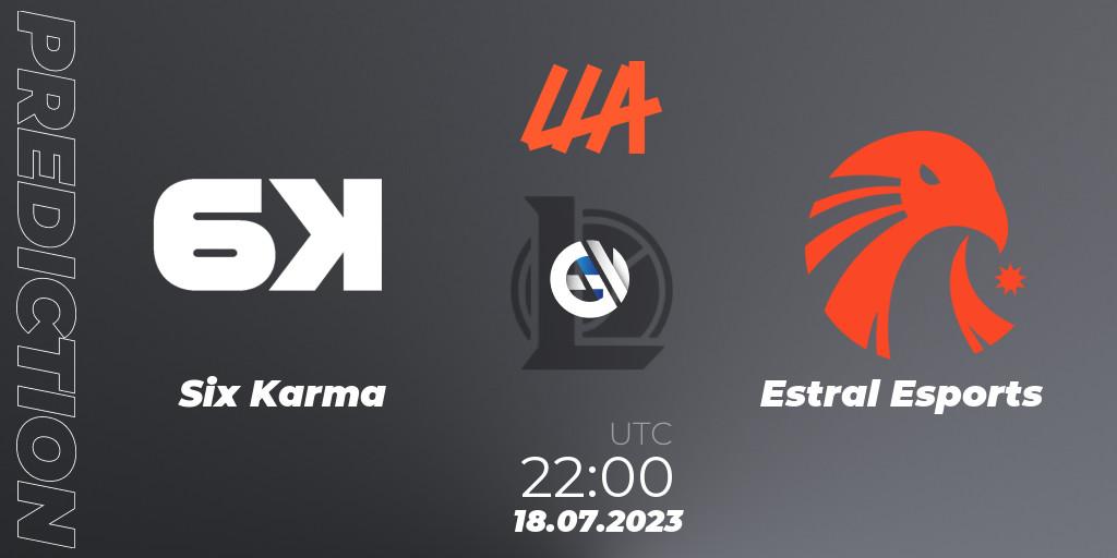 Pronósticos Six Karma - Estral Esports. 18.07.2023 at 22:00. LLA Closing 2023 - Group Stage - LoL