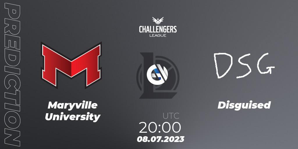 Pronósticos Maryville University - Disguised. 24.06.2023 at 22:00. North American Challengers League 2023 Summer - Group Stage - LoL