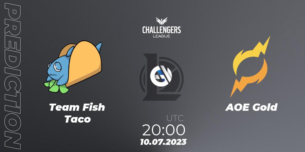 Pronósticos Team Fish Taco - AOE Gold. 10.07.2023 at 20:00. North American Challengers League 2023 Summer - Group Stage - LoL