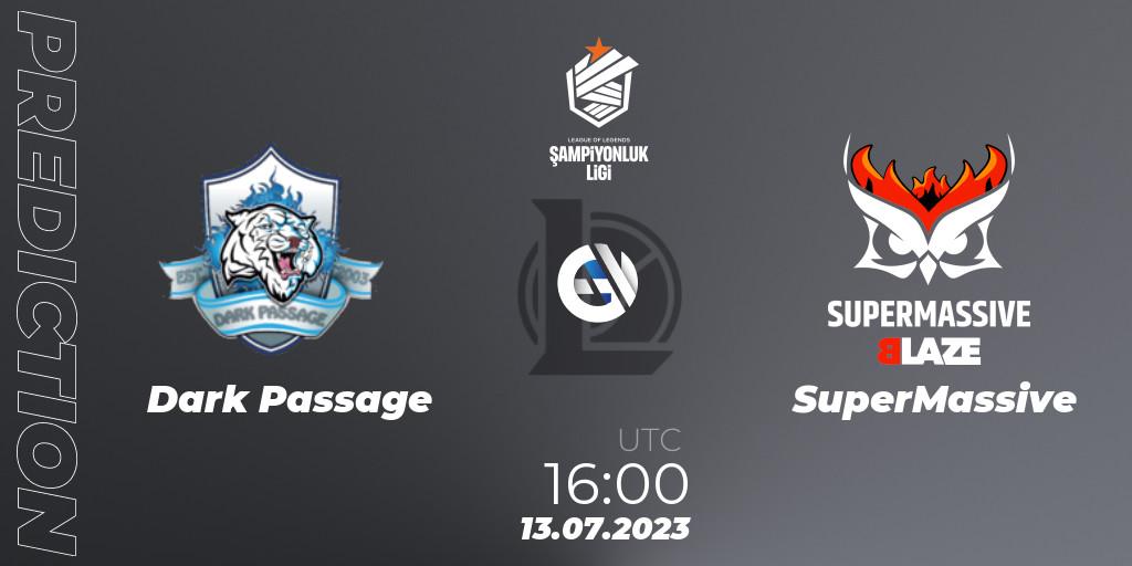 Pronósticos Dark Passage - SuperMassive. 13.07.2023 at 16:00. TCL Summer 2023 - Group Stage - LoL