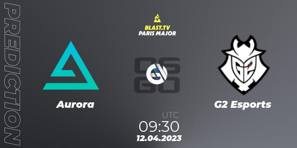 Pronósticos Aurora - G2 Esports. 12.04.2023 at 09:30. BLAST.tv Paris Major 2023 Europe RMR B - Counter-Strike (CS2)