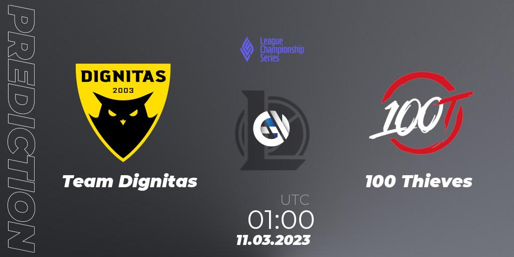 Pronósticos Team Dignitas - 100 Thieves. 11.03.23. LCS Spring 2023 - Group Stage - LoL