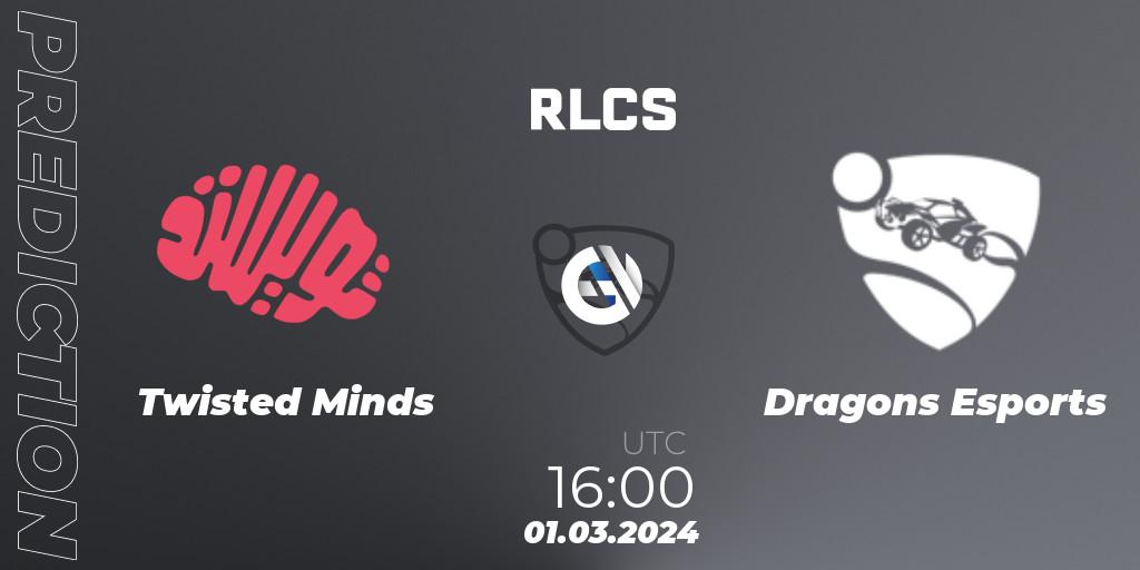 Pronósticos Twisted Minds - Dragons Esports. 01.03.2024 at 16:00. RLCS 2024 - Major 1: MENA Open Qualifier 3 - Rocket League
