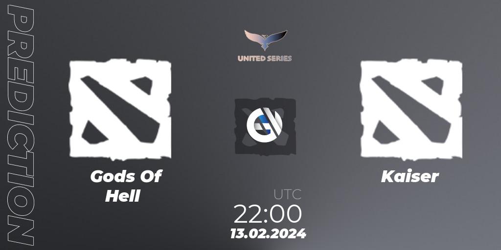 Pronósticos Gods Of Hell - Kaiser. 05.02.2024 at 22:00. United Series 1 - Dota 2
