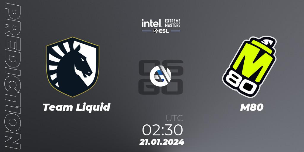 Pronósticos Team Liquid - M80. 21.01.2024 at 02:30. Intel Extreme Masters China 2024: North American Closed Qualifier - Counter-Strike (CS2)
