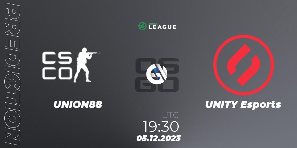 Pronósticos UNION88 - UNITY Esports. 05.12.2023 at 19:30. ESEA Season 47: Main Division - Europe - Counter-Strike (CS2)