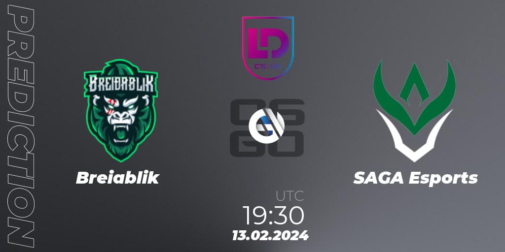 Pronósticos Breiðablik - SAGA Esports. 13.02.2024 at 19:30. Icelandic Esports League Season 8: Regular Season - Counter-Strike (CS2)