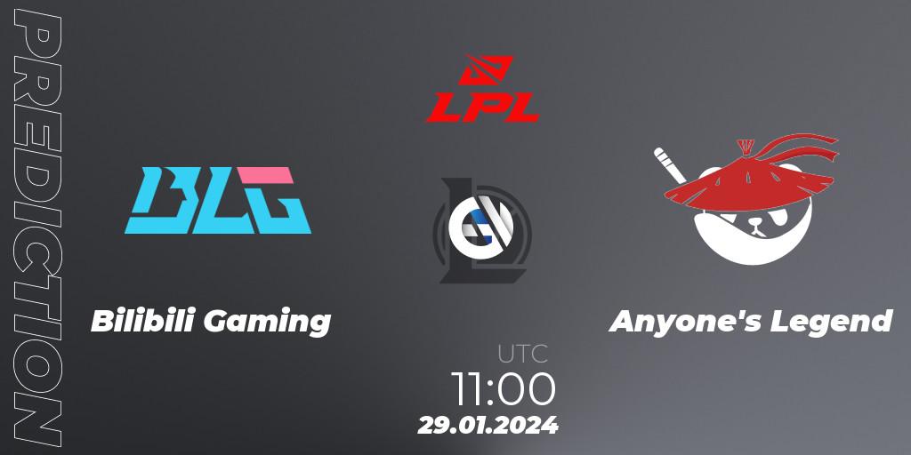 Pronósticos Bilibili Gaming - Anyone's Legend. 29.01.24. LPL Spring 2024 - Group Stage - LoL