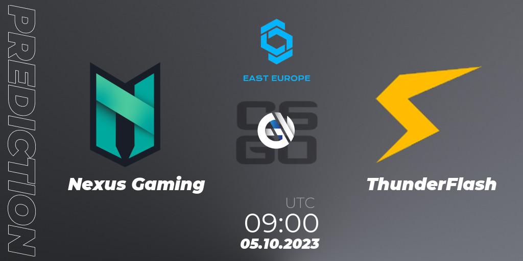 Pronósticos Nexus Gaming - ThunderFlash. 05.10.23. CCT East Europe Series #3: Closed Qualifier - CS2 (CS:GO)