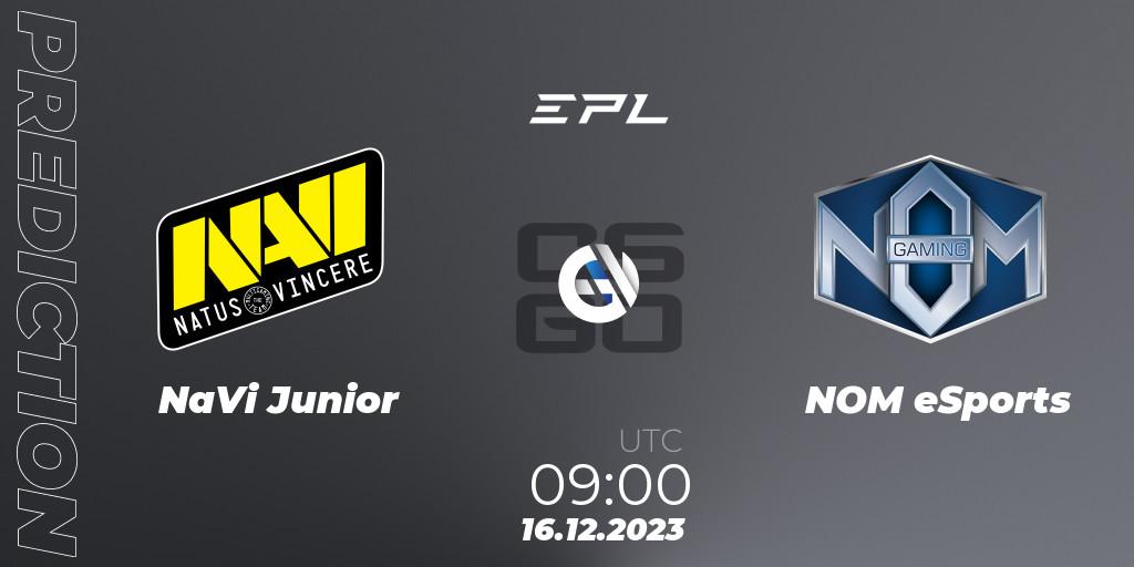 Pronósticos NaVi Junior - NOM eSports. 16.12.2023 at 09:00. European Pro League Season 13: Division 2 - Counter-Strike (CS2)