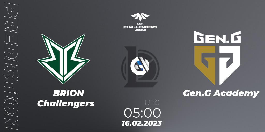 Pronósticos Brion Esports Challengers - Gen.G Academy. 16.02.23. LCK Challengers League 2023 Spring - LoL