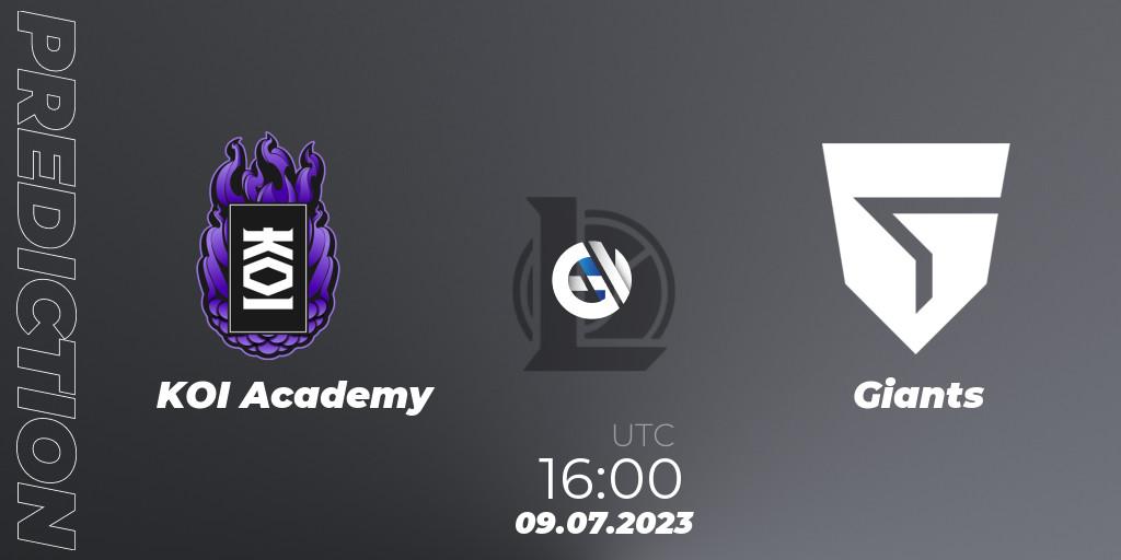 Pronósticos KOI Academy - Giants. 08.06.2023 at 20:00. Superliga Summer 2023 - Group Stage - LoL