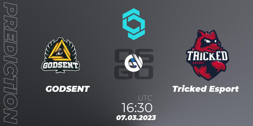 Pronósticos GODSENT - Tricked Esport. 07.03.2023 at 16:40. CCT North Europe Series #4 - Counter-Strike (CS2)