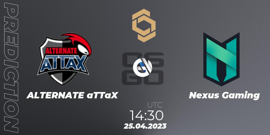 Pronósticos ALTERNATE aTTaX - Nexus Gaming. 25.04.2023 at 14:50. CCT South Europe Series #4 - Counter-Strike (CS2)