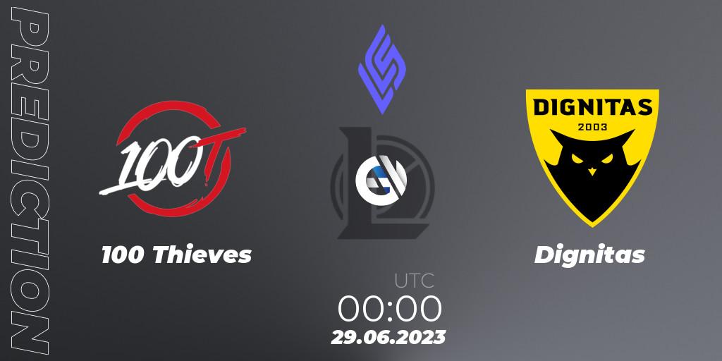 Pronósticos 100 Thieves - Dignitas. 29.06.23. LCS Summer 2023 - Group Stage - LoL