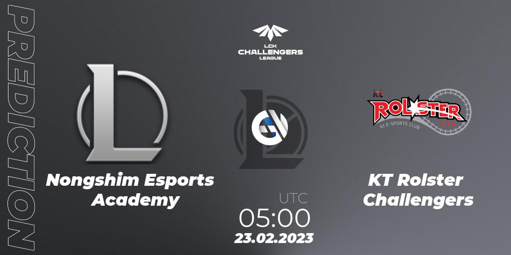Pronósticos Nongshim Esports Academy - KT Rolster Challengers. 23.02.2023 at 05:00. LCK Challengers League 2023 Spring - LoL