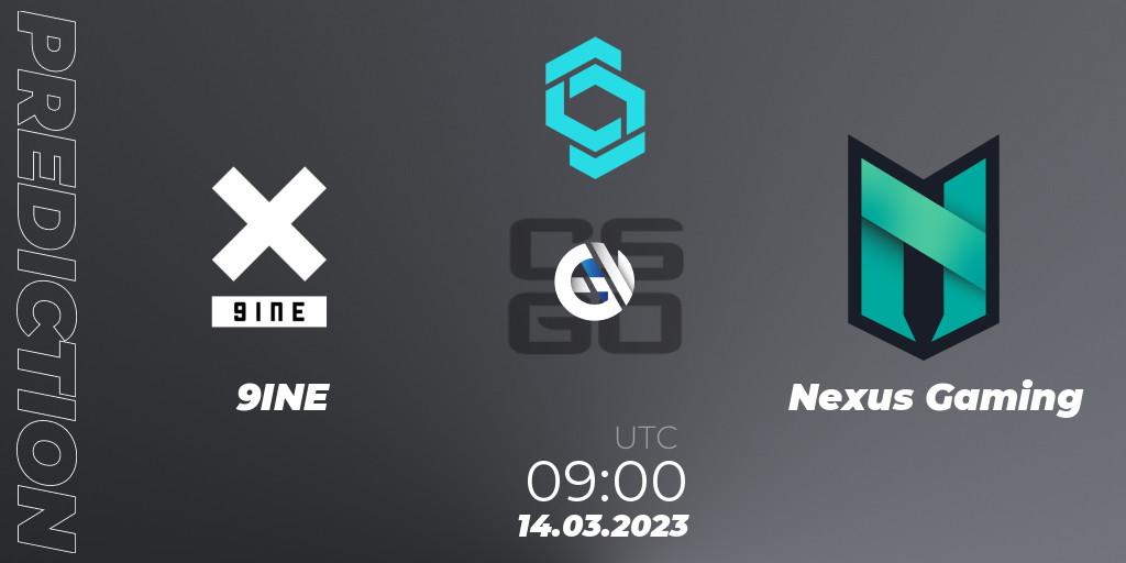 Pronósticos 9INE - Nexus Gaming. 14.03.2023 at 09:00. CCT North Europe Series #4 - Counter-Strike (CS2)