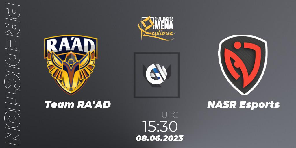 Pronósticos Team RA'AD - NASR Esports. 08.06.2023 at 15:30. VALORANT Challengers 2023 MENA: Resilience - LAN Finals - VALORANT