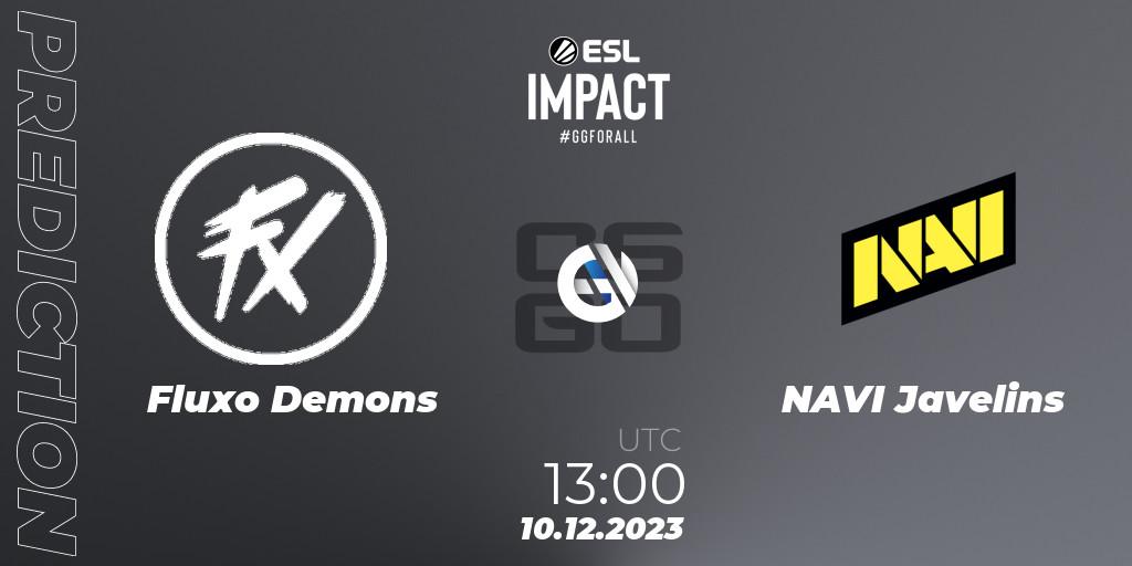 Pronósticos Fluxo Demons - NAVI Javelins. 10.12.2023 at 13:00. ESL Impact League Season 4 - Counter-Strike (CS2)