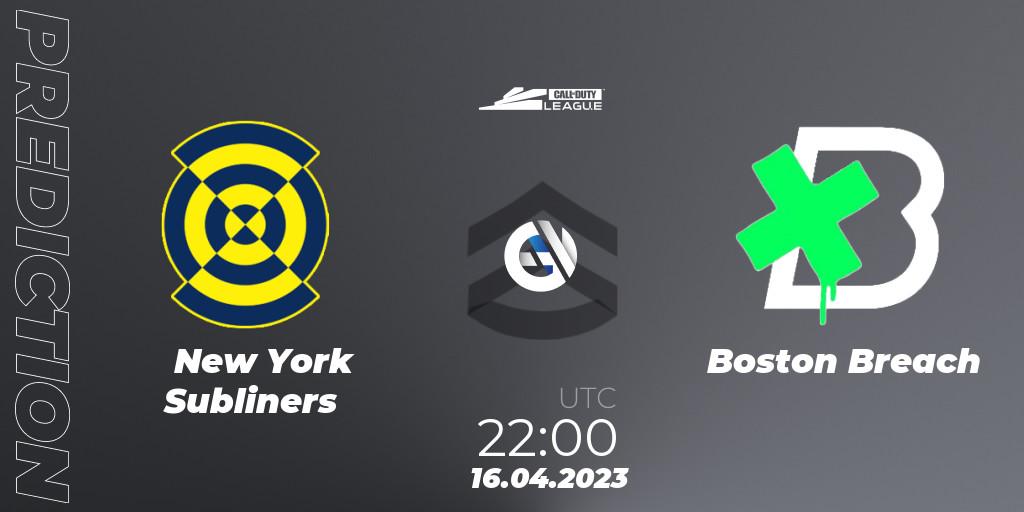 Pronósticos New York Subliners - Boston Breach. 16.04.2023 at 22:00. Call of Duty League 2023: Stage 4 Major Qualifiers - Call of Duty