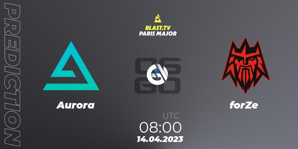 Pronósticos Aurora - forZe. 14.04.2023 at 08:00. BLAST.tv Paris Major 2023 Europe RMR B - Counter-Strike (CS2)