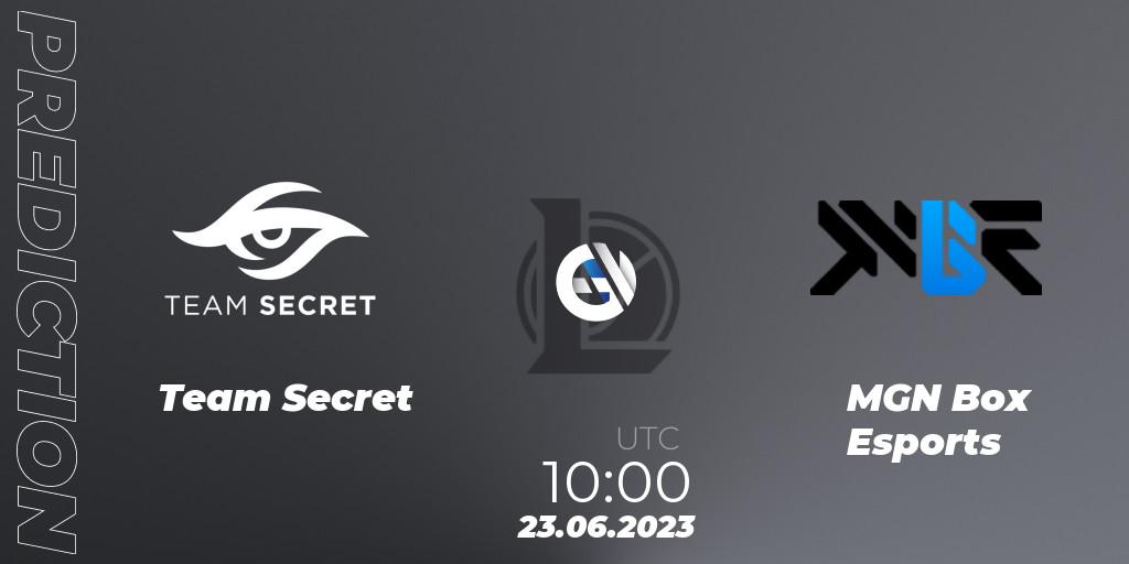 Pronósticos Team Secret - MGN Box Esports. 23.06.2023 at 10:00. VCS Dusk 2023 - LoL