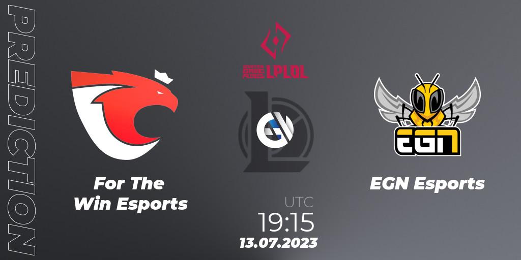 Pronósticos For The Win Esports - EGN Esports. 22.06.23. LPLOL Split 2 2023 - Group Stage - LoL