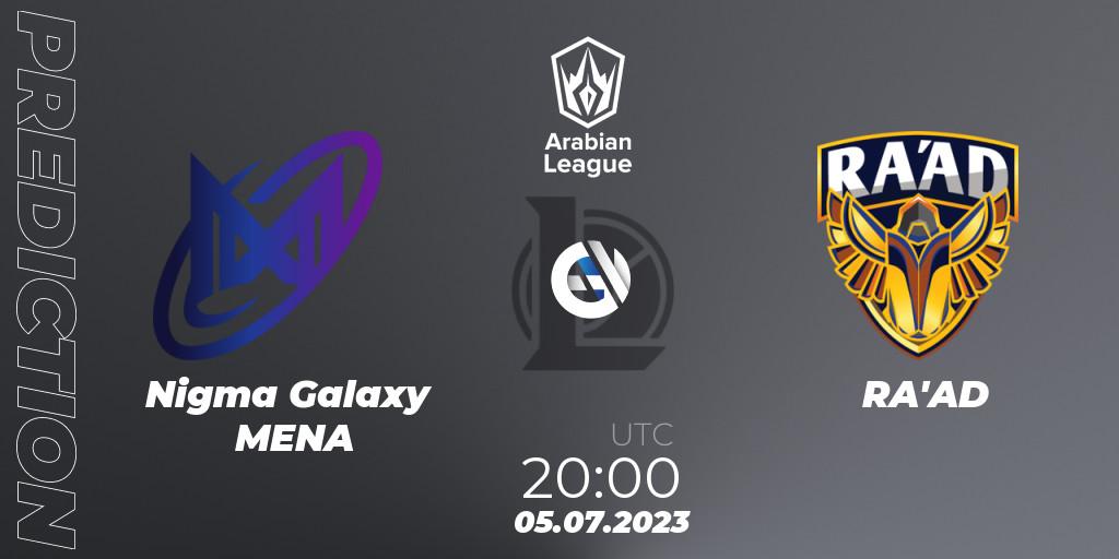 Pronósticos Nigma Galaxy MENA - RA'AD. 05.07.23. Arabian League Summer 2023 - Group Stage - LoL