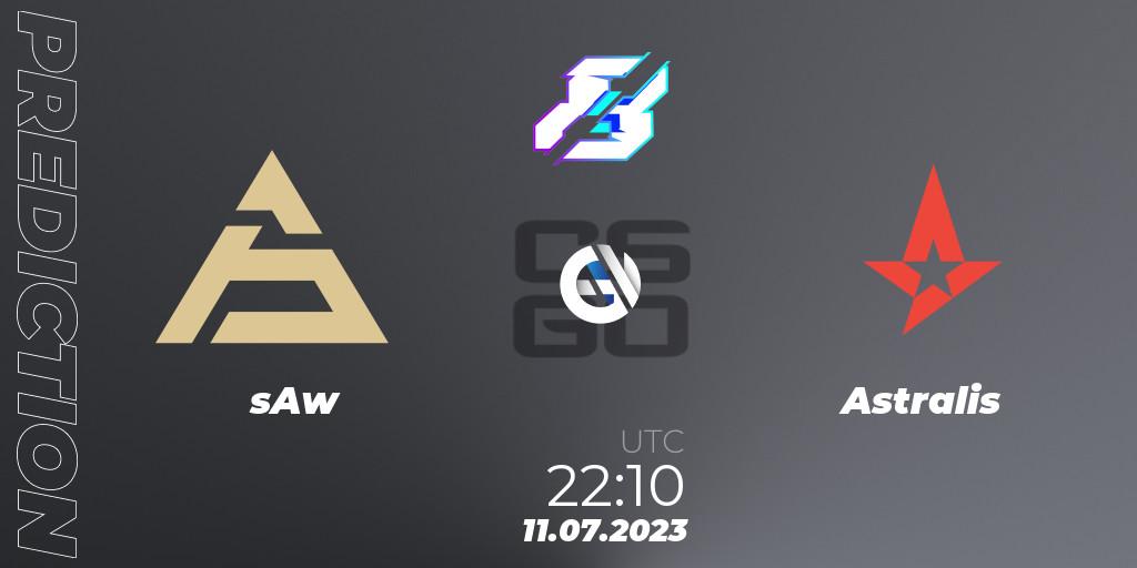 Pronósticos sAw - Astralis. 11.07.2023 at 22:10. Gamers8 2023 Europe Open Qualifier 2 - Counter-Strike (CS2)