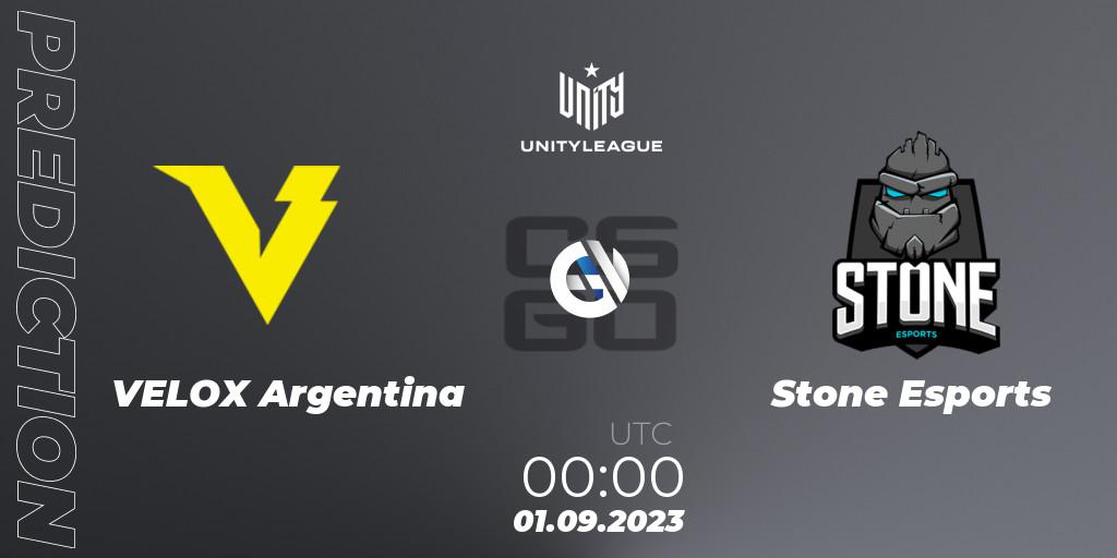 Pronósticos VELOX Argentina - Stone Esports. 01.09.23. LVP Unity League Argentina 2023 - CS2 (CS:GO)