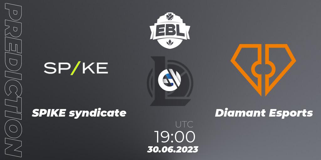 Pronósticos SPIKE syndicate - Diamant Esports. 16.06.2023 at 17:00. Esports Balkan League Season 13 - LoL