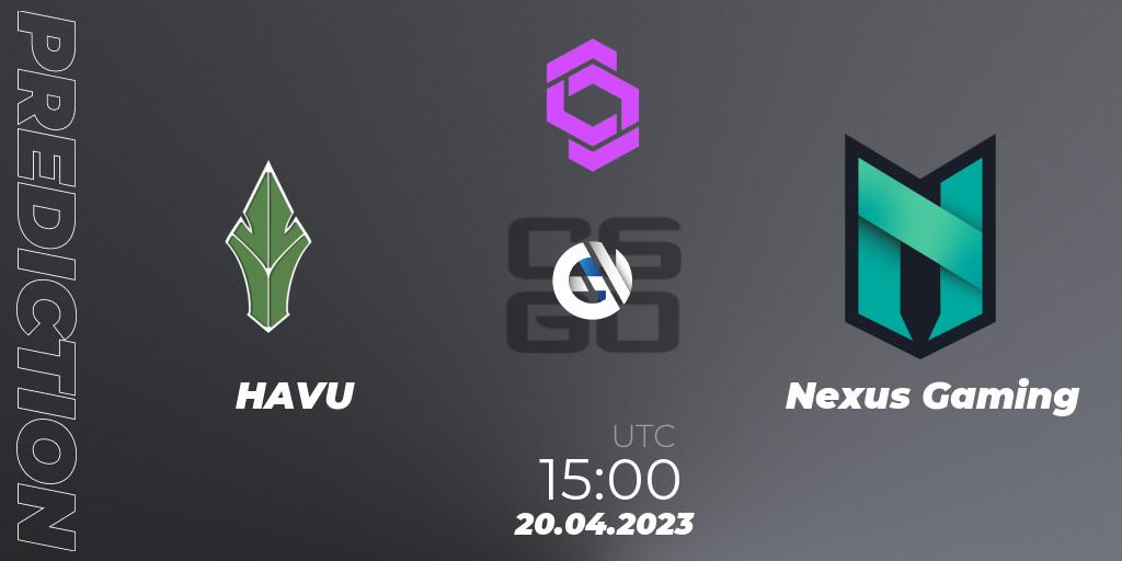 Pronósticos HAVU - Nexus Gaming. 20.04.23. CCT West Europe Series #3 - CS2 (CS:GO)