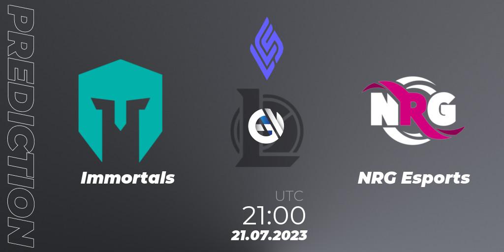 Pronósticos Immortals - NRG Esports. 21.07.23. LCS Summer 2023 - Group Stage - LoL