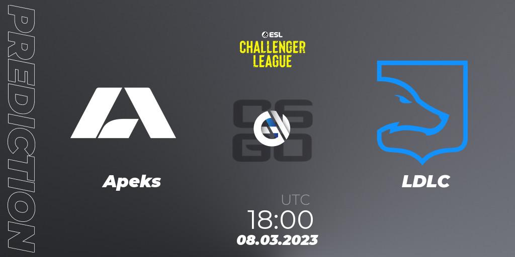 Pronósticos Apeks - LDLC. 14.03.2023 at 15:00. ESL Challenger League Season 44: Europe - Counter-Strike (CS2)