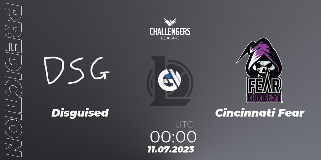 Pronósticos Disguised - Cincinnati Fear. 25.06.2023 at 20:00. North American Challengers League 2023 Summer - Group Stage - LoL