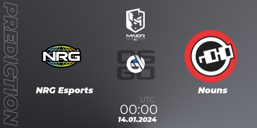 Pronósticos NRG Esports - Nouns. 14.01.24. PGL CS2 Major Copenhagen 2024 North America RMR Closed Qualifier - CS2 (CS:GO)