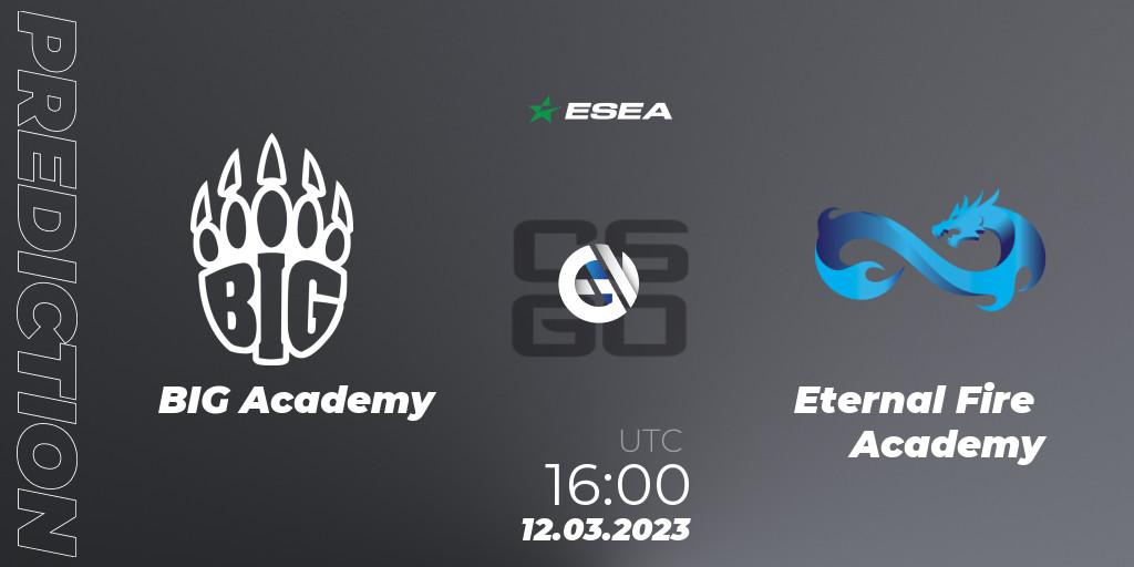 Pronósticos BIG Academy - Eternal Fire Academy. 12.03.2023 at 16:00. ESEA Season 44: Advanced Division - Europe - Counter-Strike (CS2)