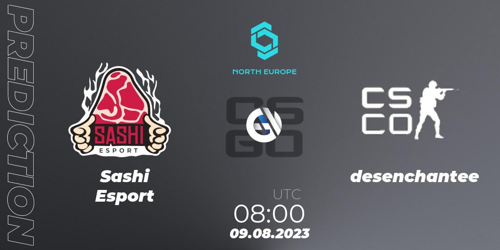 Pronósticos Sashi Esport - desenchantee. 09.08.2023 at 08:00. CCT North Europe Series #7: Closed Qualifier - Counter-Strike (CS2)