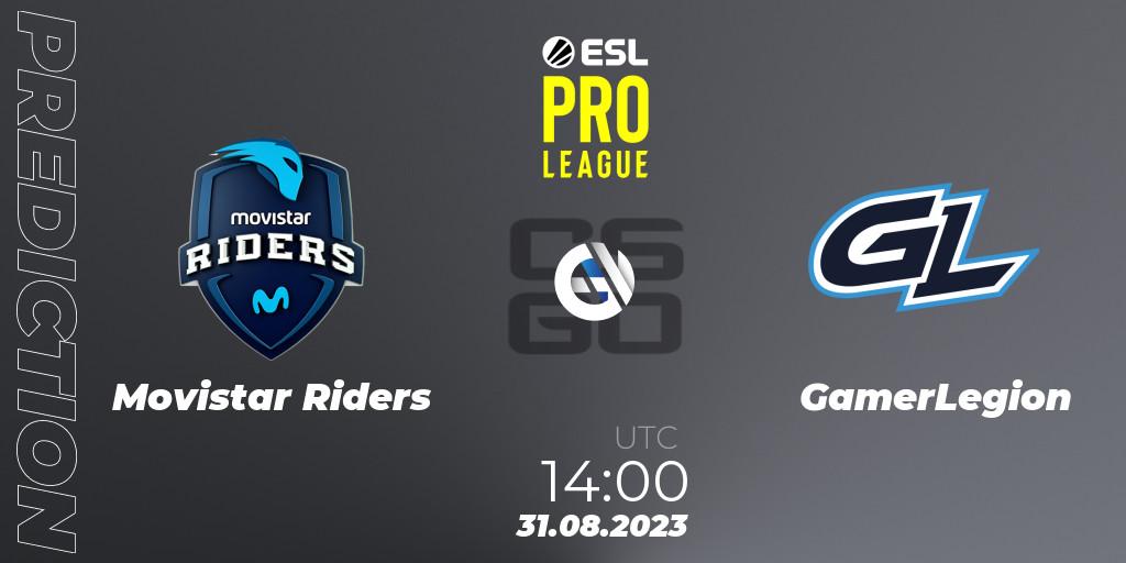Pronósticos Movistar Riders - GamerLegion. 31.08.23. ESL Pro League Season 18 - CS2 (CS:GO)