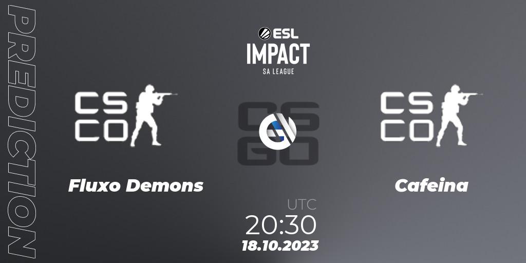 Pronósticos Fluxo Demons - Cafeina. 18.10.2023 at 20:30. ESL Impact League Season 4: South American Division - Counter-Strike (CS2)
