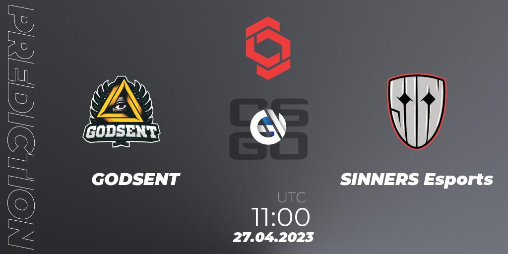 Pronósticos GODSENT - SINNERS Esports. 27.04.23. CCT Central Europe Series #6 - CS2 (CS:GO)
