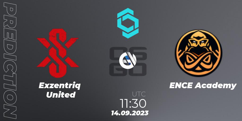 Pronósticos Exzentriq United - ENCE Academy. 14.09.2023 at 11:55. CCT North Europe Series #8: Closed Qualifier - Counter-Strike (CS2)