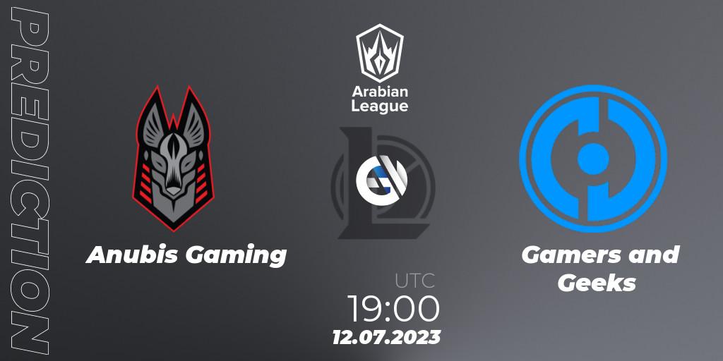 Pronósticos Anubis Gaming - Gamers and Geeks. 12.07.2023 at 19:00. Arabian League Summer 2023 - Group Stage - LoL